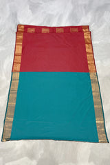 Maroon Korvai Soft Silk Saree with Delicate Gold Zari Buttas and Floral Border, Includes Blouse Piece