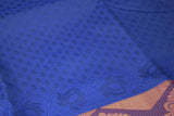 Navy Blue Emboss Silk Saree with Semi Silk Border and Floral Geometric Design