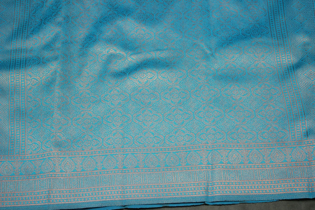 Kubera Pattu Saree Pastel Orange with Big Peacock Motif & Big Zari Border, Semi Silk Saree with Blouse