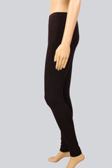 Dark Brown 4-Way Lycra Cotton Leggings with Silicon Wash Finish, Thick Skin-Tight Fit for Daily Wear