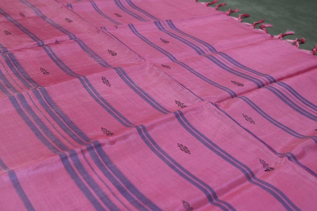 Magenta Vaazhai Naar (Banana Pith) Saree with Small Butta and Green Pallu