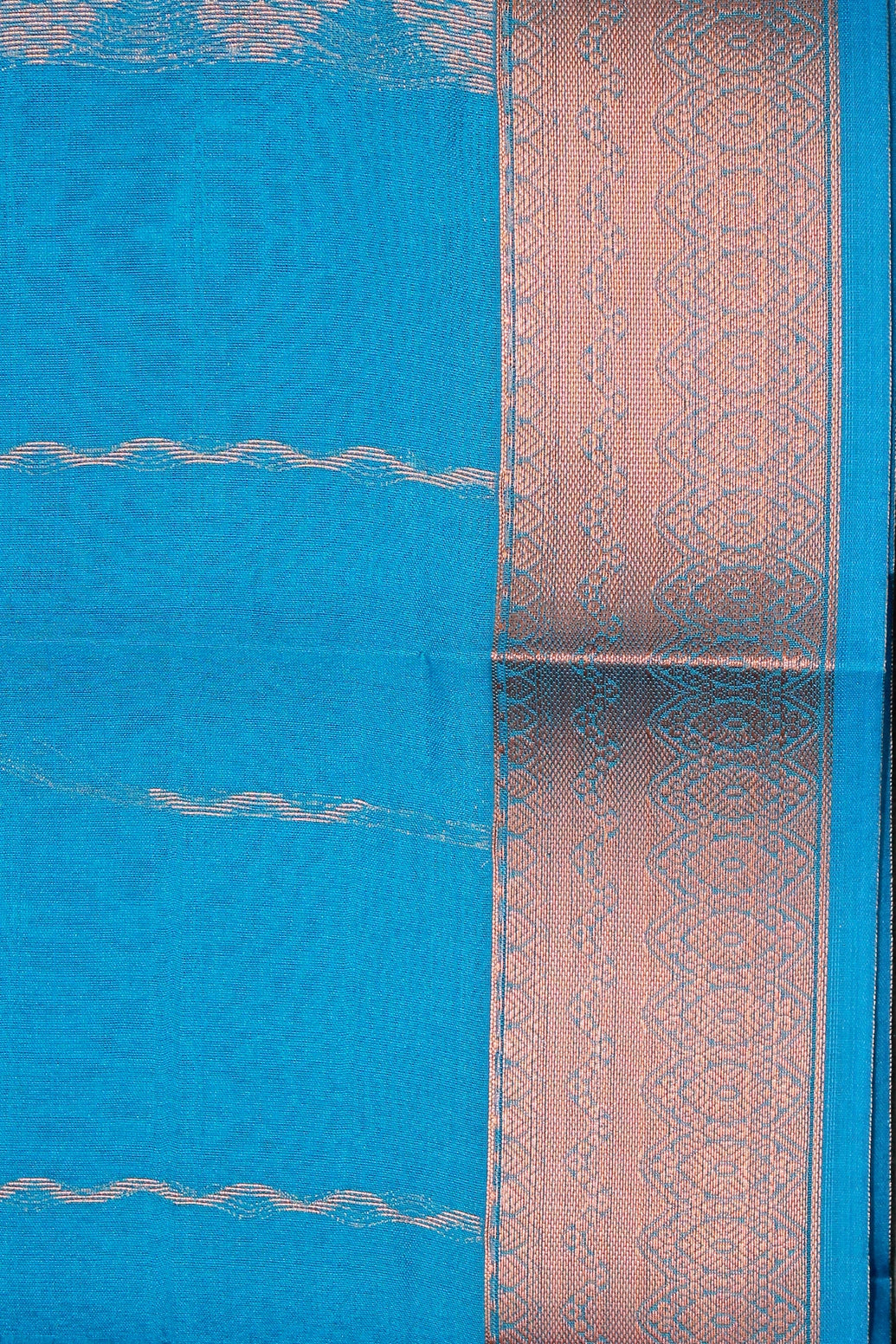 Blue Silk Cotton Saree with Beautiful Zari Border and Matching Blouse Piece