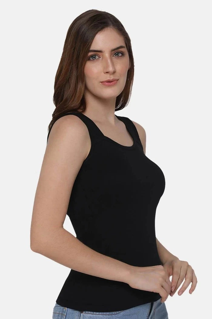 Black Sleeveless Tank Top Innerwear - Round Neck & High Back TankTop JCS Fashions