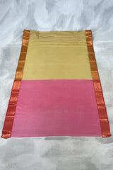 Gold Korvai Soft Silk Saree with Delicate Zari Buttas and Traditional Floral Border with Blouse