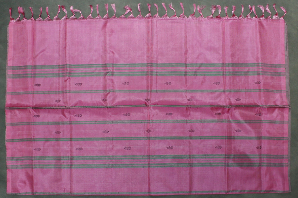 Magenta Pink Vaazhai Naar (Banana Pith) Saree with Small Buttas and Green Pallu
