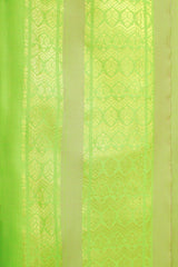 Light Green Ponnadai Poly Silk Jacquard Shawl with Tassels for Temple, Pooja & Functions | Traditional Dupatta
