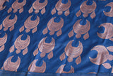 Navy Blue Coconut Silk Saree with Jhumka Weave Pallu and Border, Blouse Included