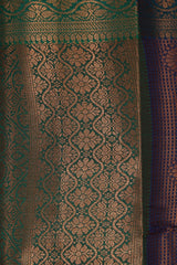 Deep Violet Bridal Kuber Pattu Saree with Full Body Zari Work and Contrast Border