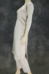 Elegant Beige Roman Silk 3 Piece Set with Embroidery