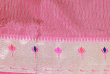 Paithani Tissue Fabric Saree in Pink with Zari Weaving Work and Blouse Piece