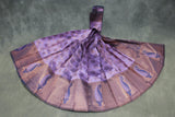 Lavender Kubera Pattu Silk Saree with Contrast Border and Blouse, Semi Silk Traditional Wear