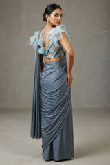 Gray Designer Fully Stitched Blouse - Modern Fusion - AI Model Photo 2