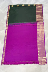 Bottle Green Pure Silk Saree with Heavy Pallu & Border and Silk Mark Certificate