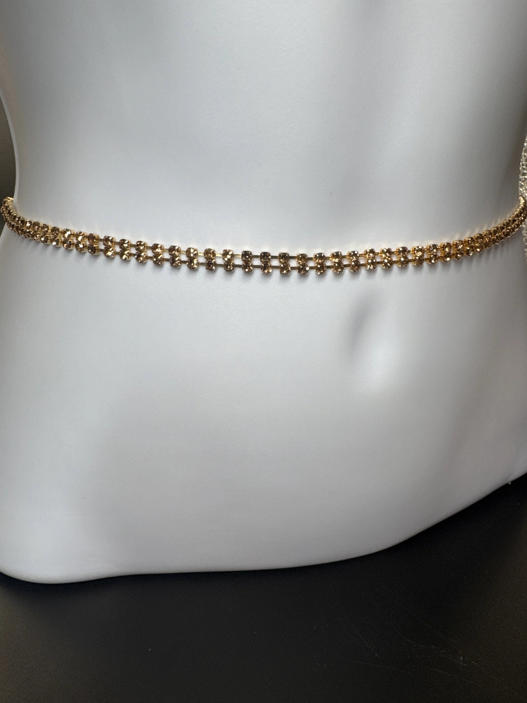 Gold-Tone Two-Layer Rhinestone Hip Chain with Adjustable S-Hook Closure Jewelry JCS Fashions