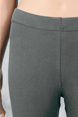 Light Steel Grey Ankle Leggings for Women, 4-Way Lycra Stretch, Smooth Finish, Belt Style