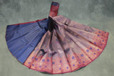 Navy Blue Kubera Pattu Silk Saree with Traditional Border and Blouse Piece | Semi Silk