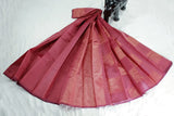 Brown Silk Cotton Saree with Zari Border, Borderless Design and Blouse Piece for Festive Wear