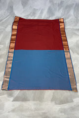Red Soft Silk Saree with Delicate Gold Zari Buttas and Traditional Floral Border