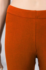 Neon Orange 4-Way Lycra Ankle-Length Leggings for Women, Smooth Silicon Wash Finish