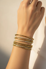 Gold-Tone Crystal Bangles with Multicolour Stones for Festive Wear, Wedding Jewellery