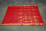 Tomato Red Kalyani Cotton Saree with Putta Design and Zari Border Saree with Blouse