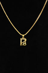 Gold-Tone Geometric Chain Necklace with Studded Frame and Heart Charm for Women