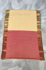 Cream Korvai Soft Silk Saree with Delicate Gold Zari Buttas and Traditional Floral Border with Blouse