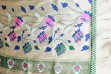 Bottle Green Paithani Tissue Saree with Zari Work and Blouse, Full Body Weaving