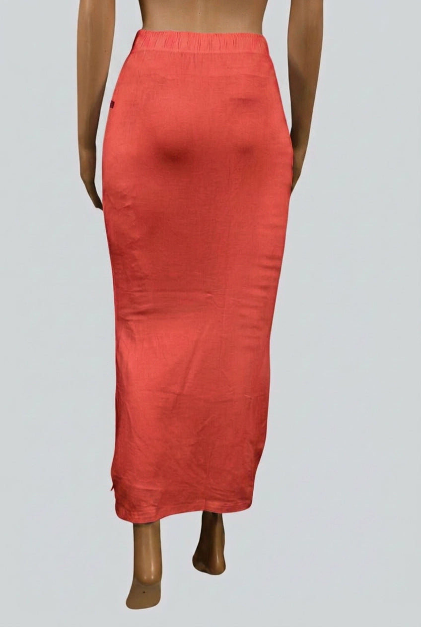 Sunset Coral Shapewear Petticoat with Side Cut for Women, Stretch Waist Support, Knee-Length