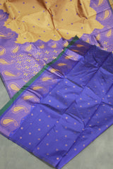 Golden Kubera Pattu Saree with Mango Design Border, Comes with Blouse
