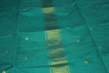 Dark Green Silk Cotton Saree with Zari Border and Blouse Piece | Traditional Ethnic Wear