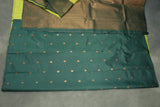 Mustard Kubera Pattu Saree with Big Zari Border and Peacock Motif, Semi Silk Saree with Blouse