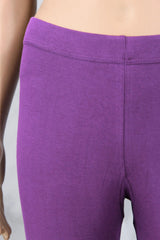 Lilac Ankle Length Ankle Leggings in 4-Way Lycra, Smooth Finish Silicon Wash