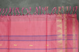 Banana Pith (Vaazhai Naar) Salmon Pink Saree with Gold-Tone Zari Border and Small Butta