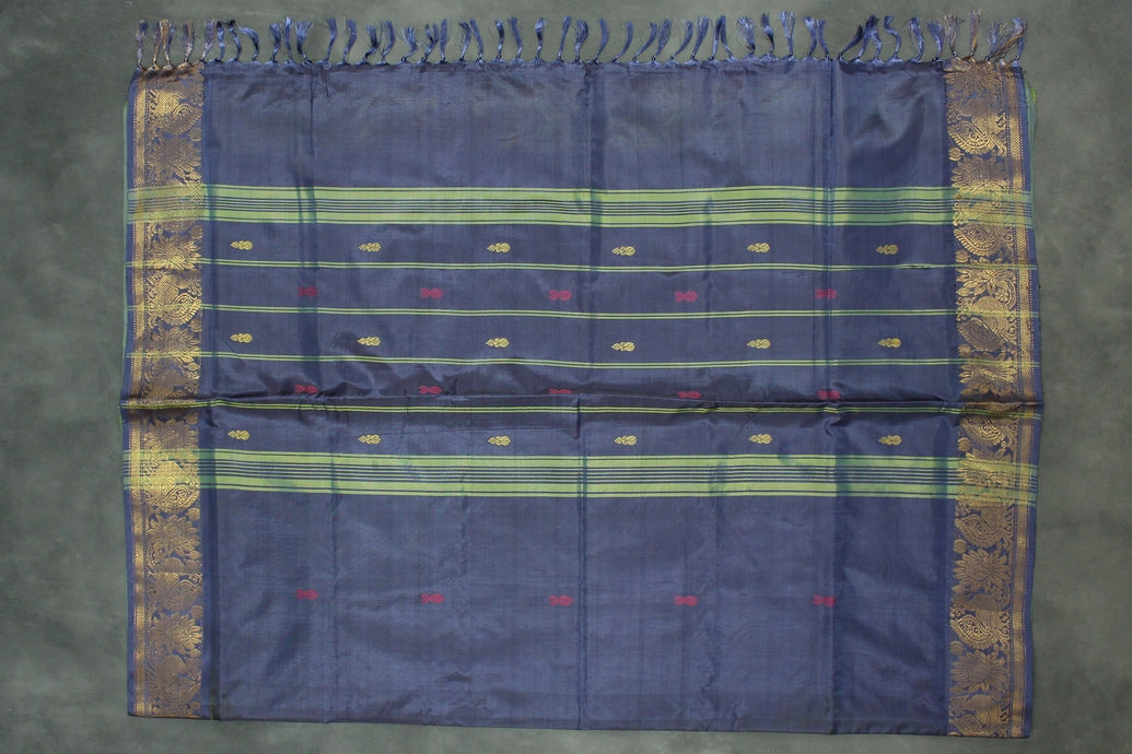 Light Green Vaazhai Naar Saree with Zari Design Border and Small Butta - Includes Blouse Piece