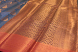 Navy Blue Bridal Pattu Saree with Full Body Zari Work and Traditional Border, Semi Silk
