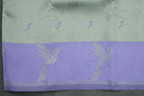 Pastel Green Kubera Pattu Saree with Zari Border and Peacock Style Design, Blouse Included