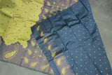 Green Kubera Pattu Saree with Mango Design Border and Matching Blouse