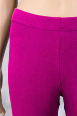 Magenta Ankle Length 4-Way Lycra Leggings with Belt for Women | Smooth Finish