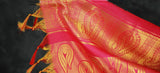 Pink Zari Pattu Shawl with Decorative Border, 70 inch Traditional Ponnadai for Arangetram and Events