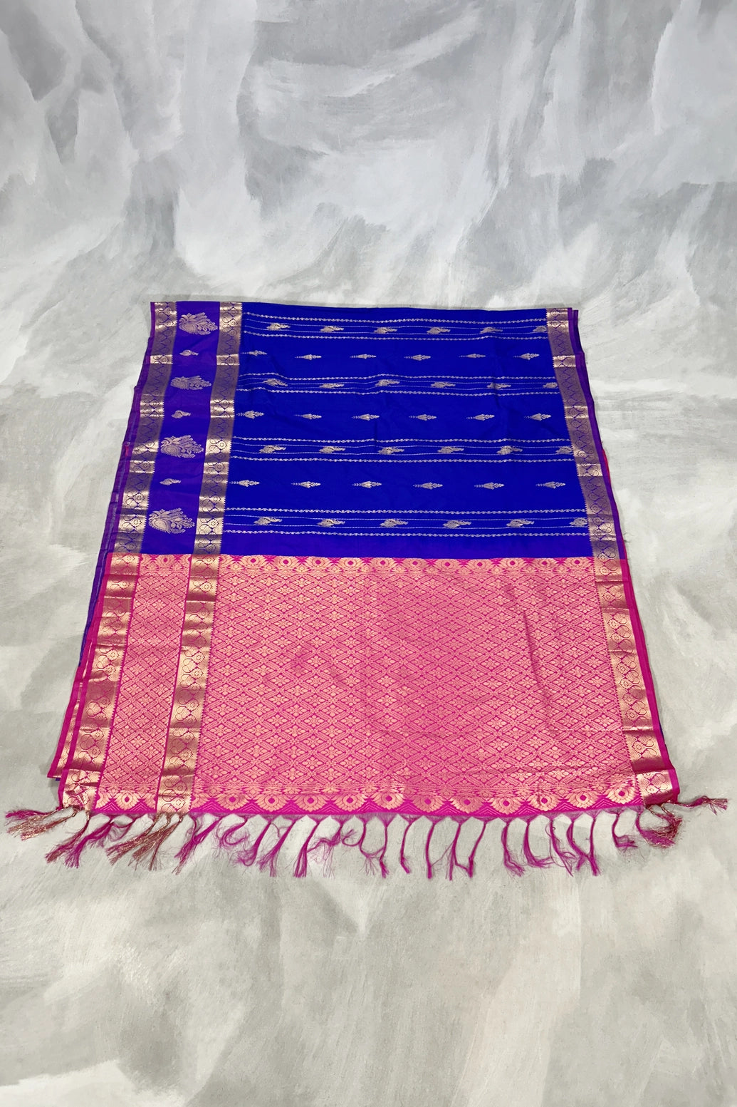 Purple Pure Silk Saree with Heavy Pallu Border and Blouse Piece