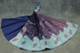 Blue Kubera Pattu Saree with Contrast Design Border and Blouse Piece for Semi Silk Look