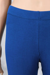 Women’s Bright Royal Blue Ankle Length 4-Way Lycra Leggings with Silicon Wash Finish