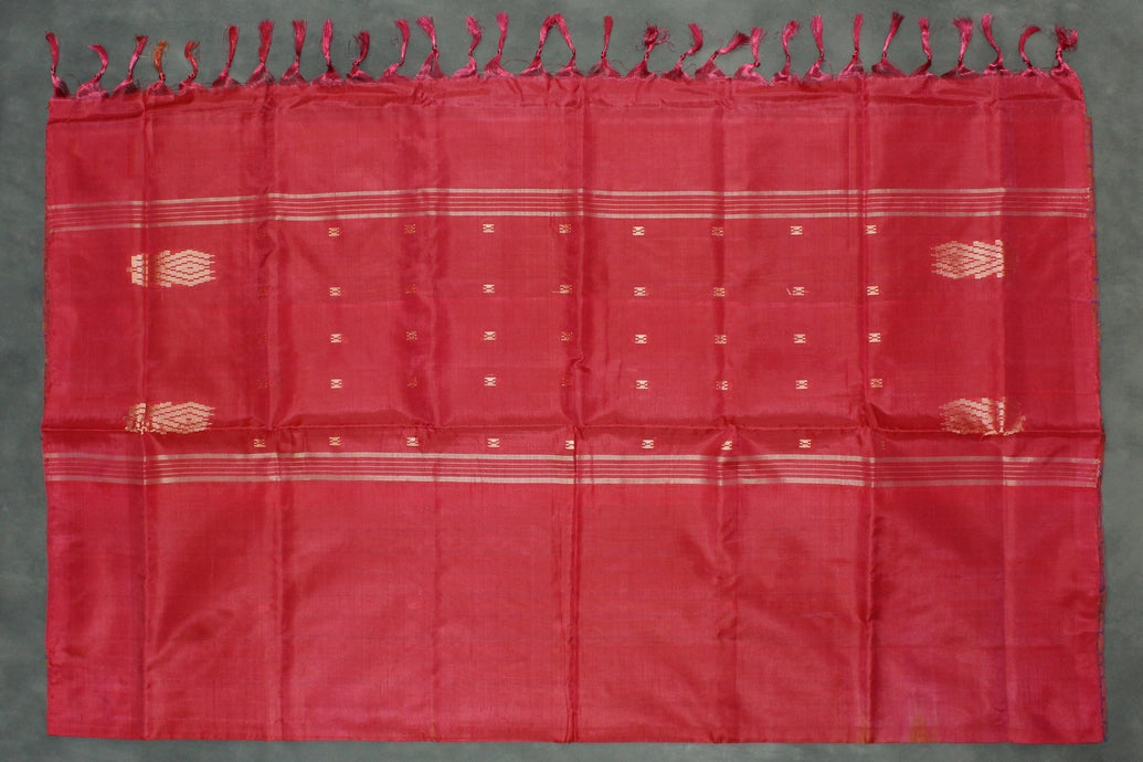 Vaazhai Naar (Banana Pith) Saree - Mustard & Red with Small Butta