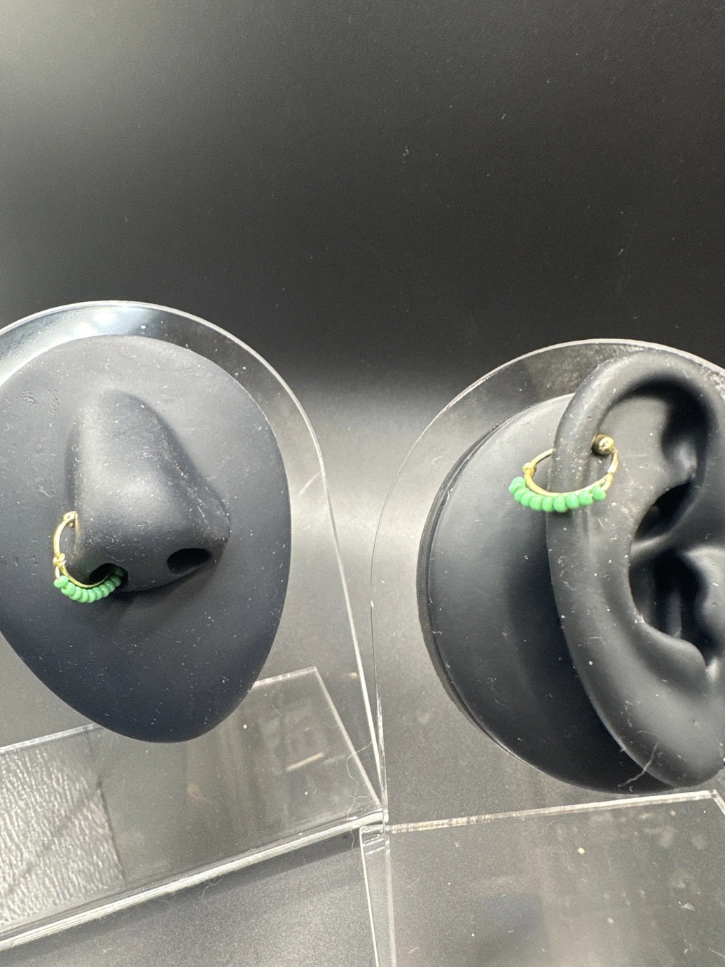 Gold-Tone Beaded Clip-On Nath Nose Ring - Half Hoop Indian Nose Pin Jewelry JCS Fashions Green 0.5 inch