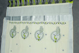 Half White Kerala Cotton Saree with Peacock Embroidery Silver Zari Thread Work