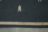 Black Maheswari Silk Cotton Saree with Butta & Zari Border and Blouse Piece
