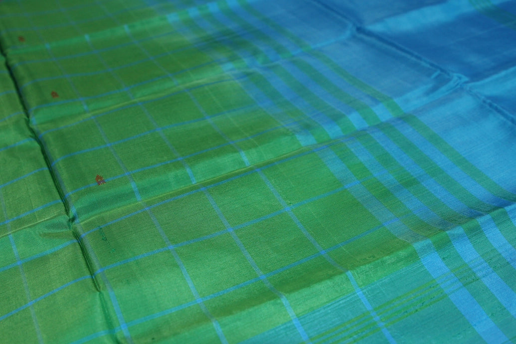 Blue Vaazhai Naar (Banana Pith) Borderless Saree with Small Butta