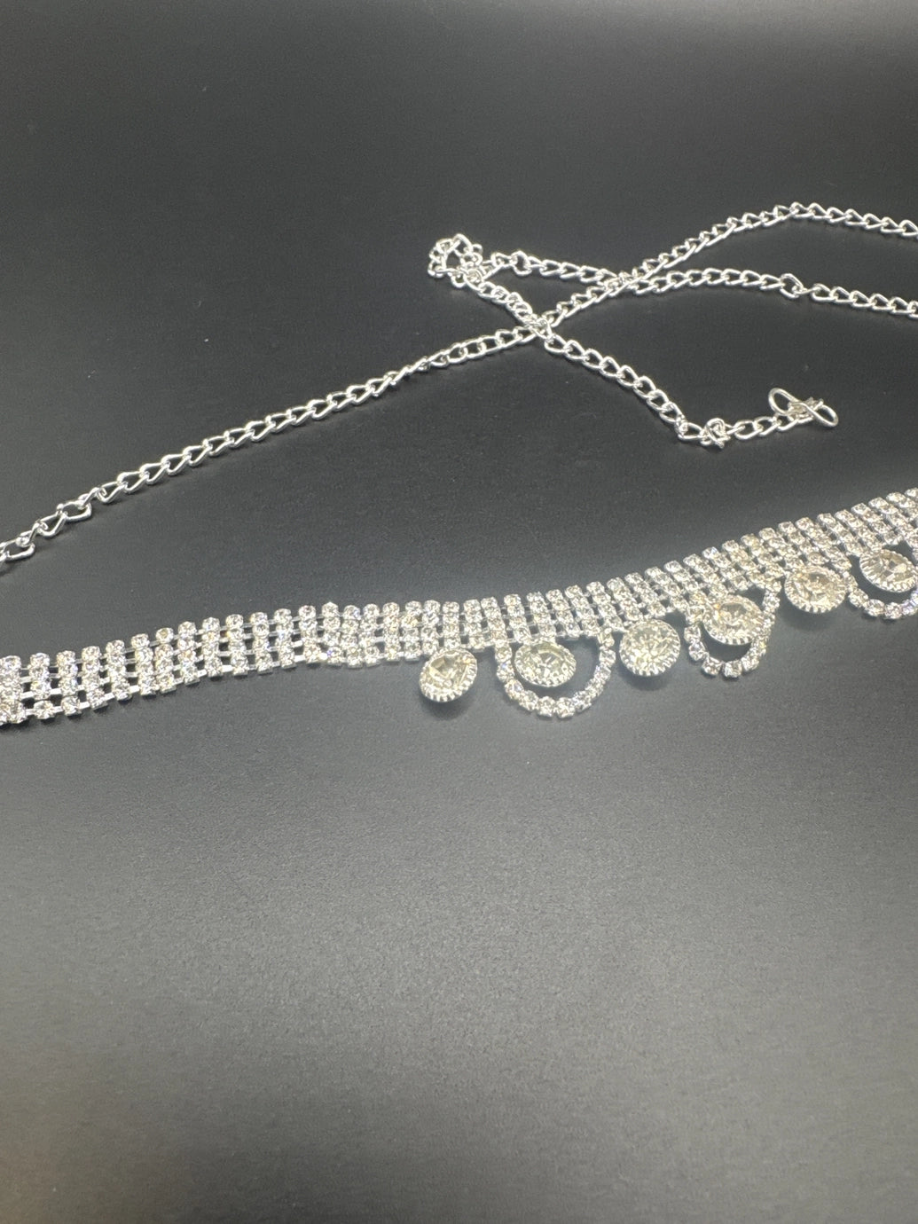 Silver-Tone Crystal Hip Chain – Dual-Row Rhinestone Waist Belt Jewelry JCS Fashions