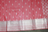 Orange Bridal Vaira Oosi Soft Silk Saree with Silver Zari Border and Blouse